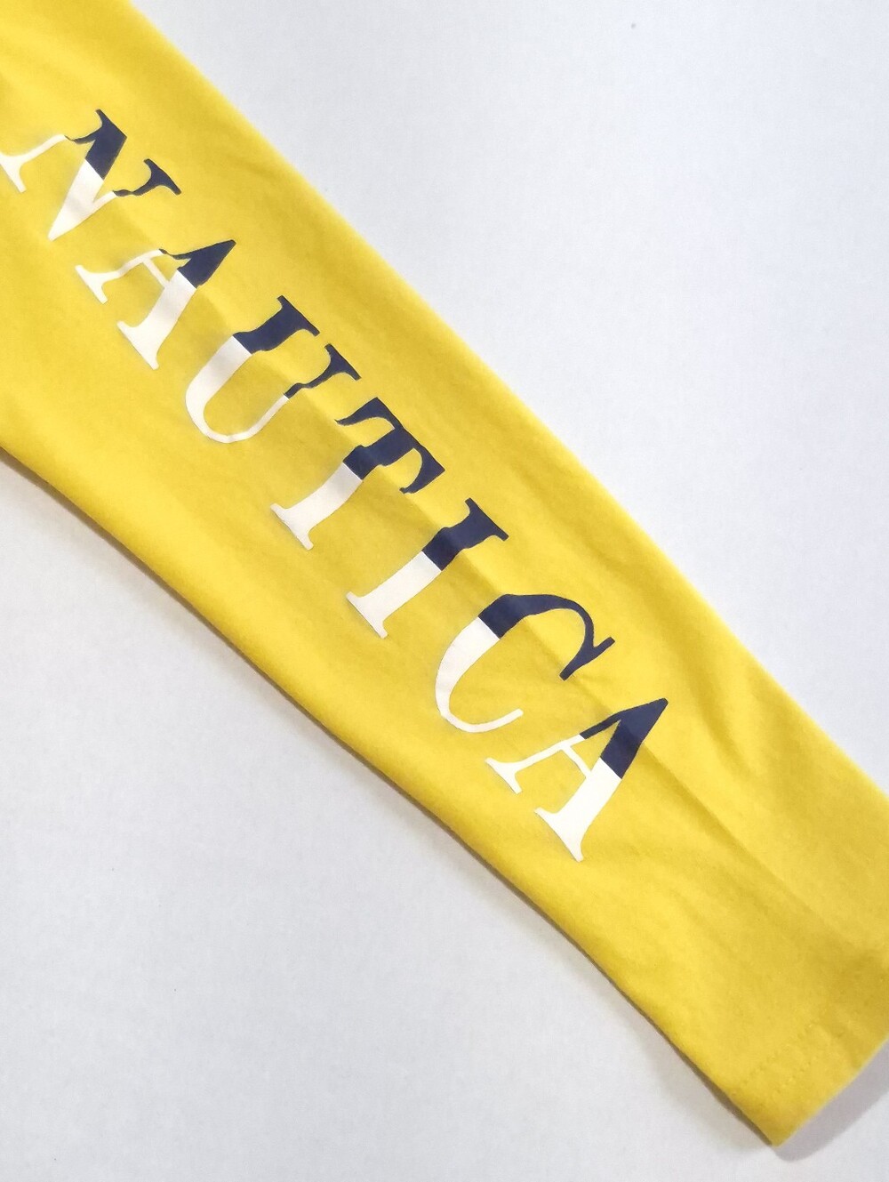 Nautica Boys Yellow Long Sleeve T-Shirt Size 7 Cotton Logo Graphic Sleeve Crew - Picture 5 of 11